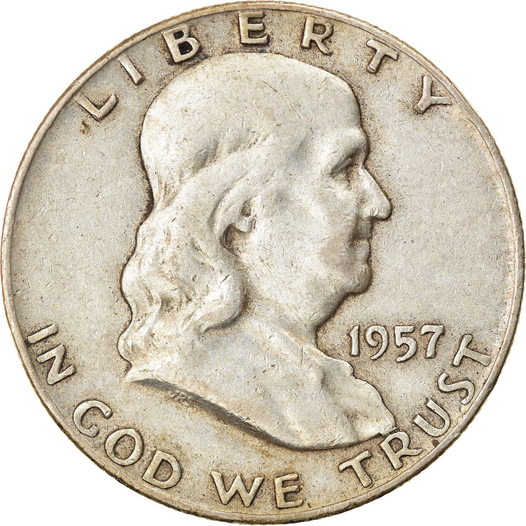 Coin, United States, Franklin Half Dollar, Half Dollar, 1957, U.S. Mint, Denver
