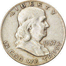Coin, United States, Franklin Half Dollar, Half Dollar, 1957, U.S. Mint, Denver