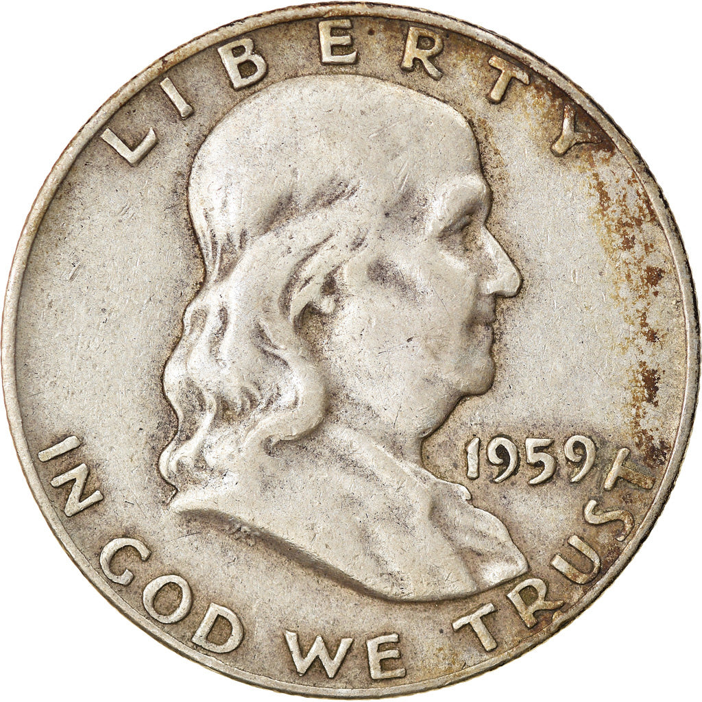 Coin, United States, Franklin Half Dollar, Half Dollar, 1959, U.S. Mint, Denver