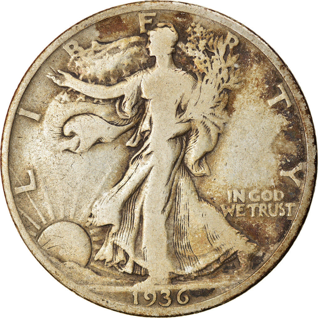 Coin, United States, Walking Liberty Half Dollar, Half Dollar, 1936, U.S. Mint