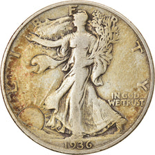 Coin, United States, Walking Liberty Half Dollar, Half Dollar, 1936, U.S. Mint