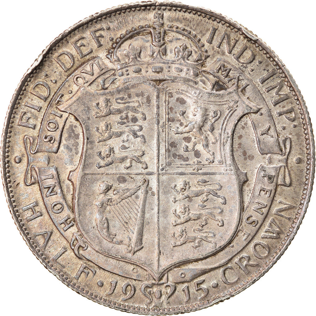 Coin, Great Britain, George V, 1/2 Crown, 1915, AU(50-53), Silver, KM:818.1