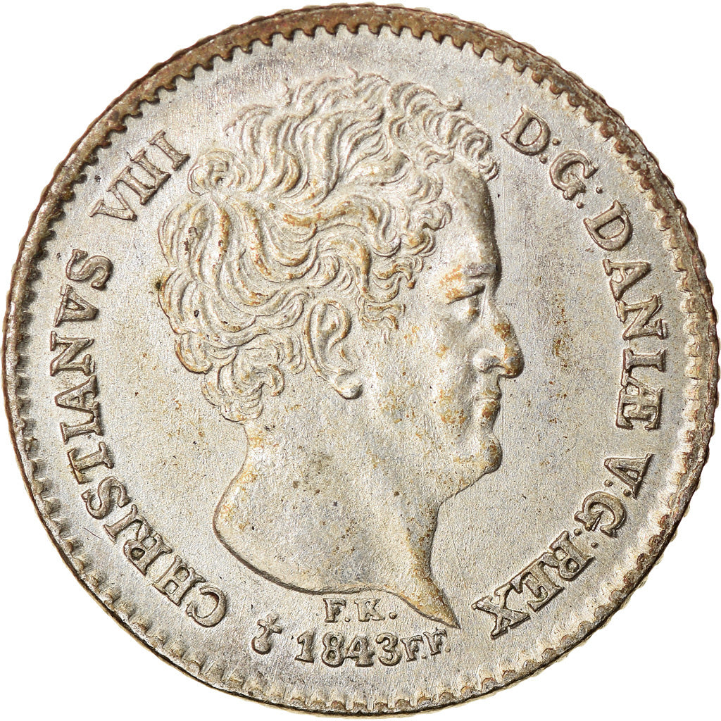 Coin, Denmark, Christian VIII, 8 Rigsbankskilling, 1843, Altona, MS(60-62)