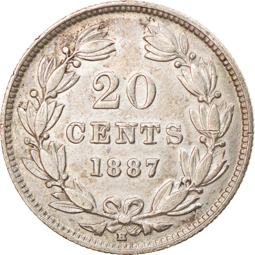 Monnaie, Nicaragua, 20 Centavos, 1887, Heaton, Birmingham, TTB, Argent, KM:7