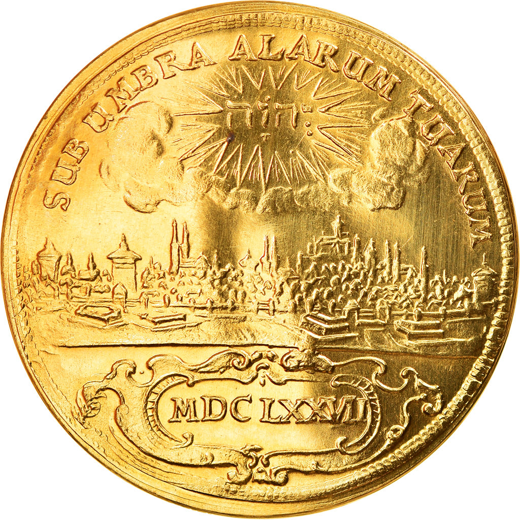 France, Medal, 5 Ducats Nuremberg, 1677, Restrike, MS(65-70), Gold
