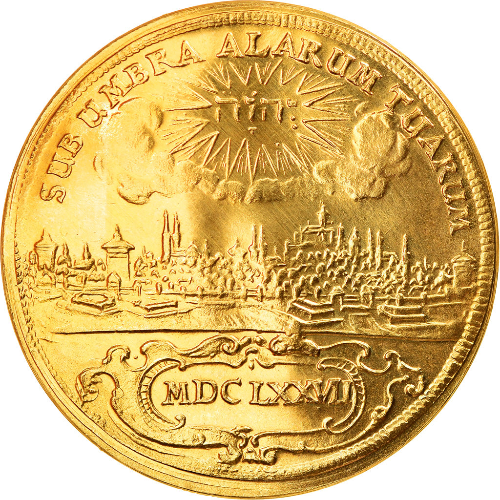 France, Medal, 5 Ducats Nuremberg, 1677, Restrike, MS(65-70), Gold