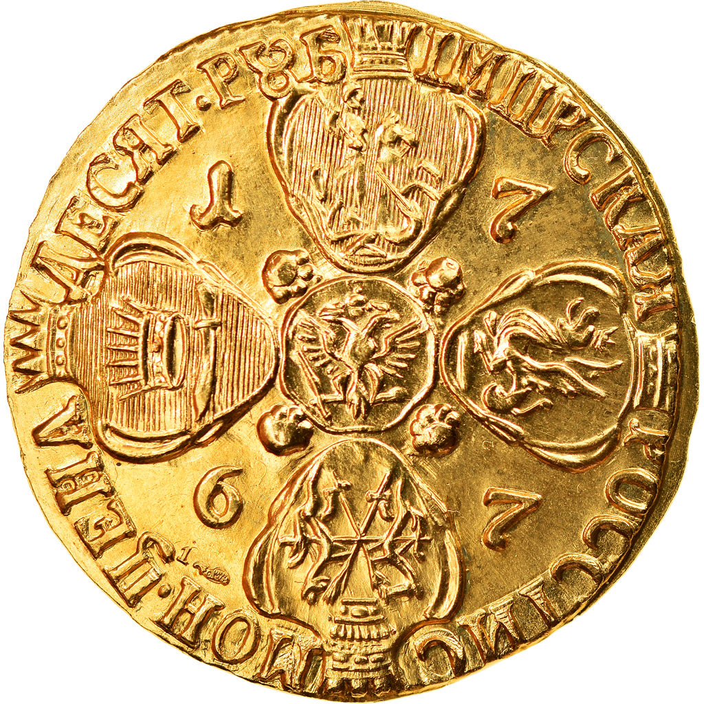 France, Medal, Catherine II, 10 Roubles, 1767, Restrike, MS(65-70), Gold