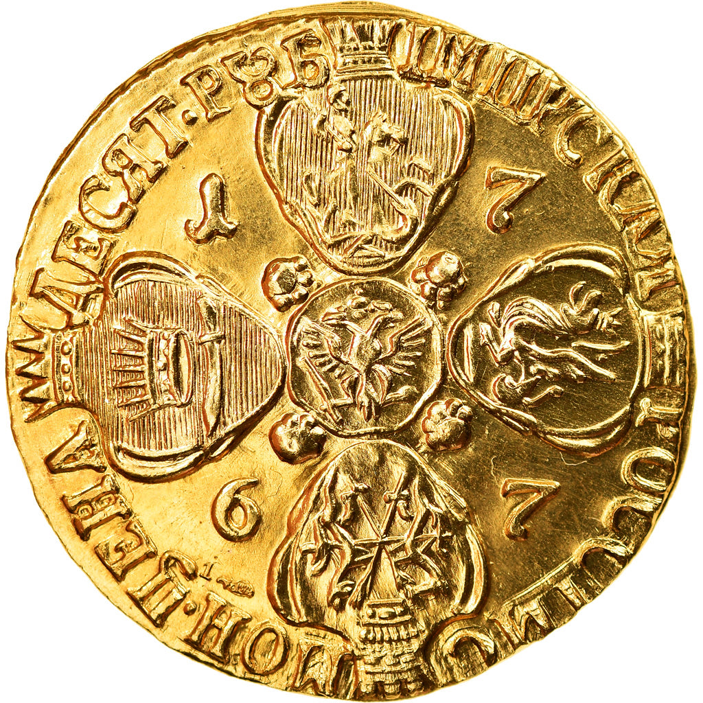 France, Medal, Catherine II, 10 Roubles, 1767, Restrike, MS(65-70), Gold