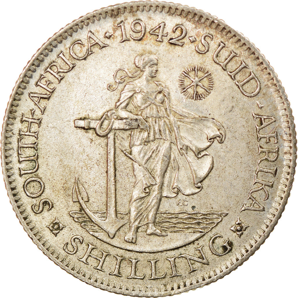 Coin, South Africa, George VI, Shilling, 1942, AU(55-58), Silver, KM:28