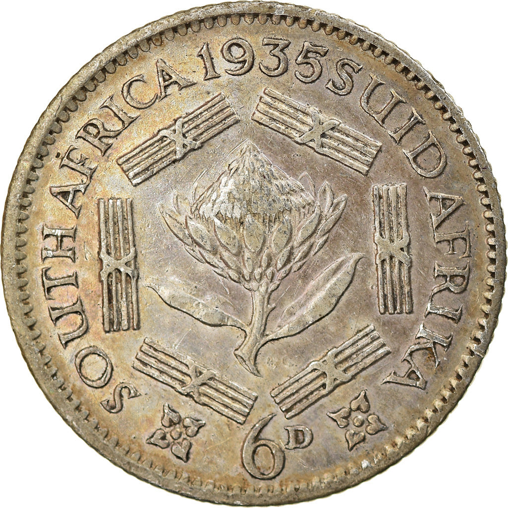 Münze, Südafrika, George V, 6 Pence, 1935, VZ+, Silber, KM:16.2