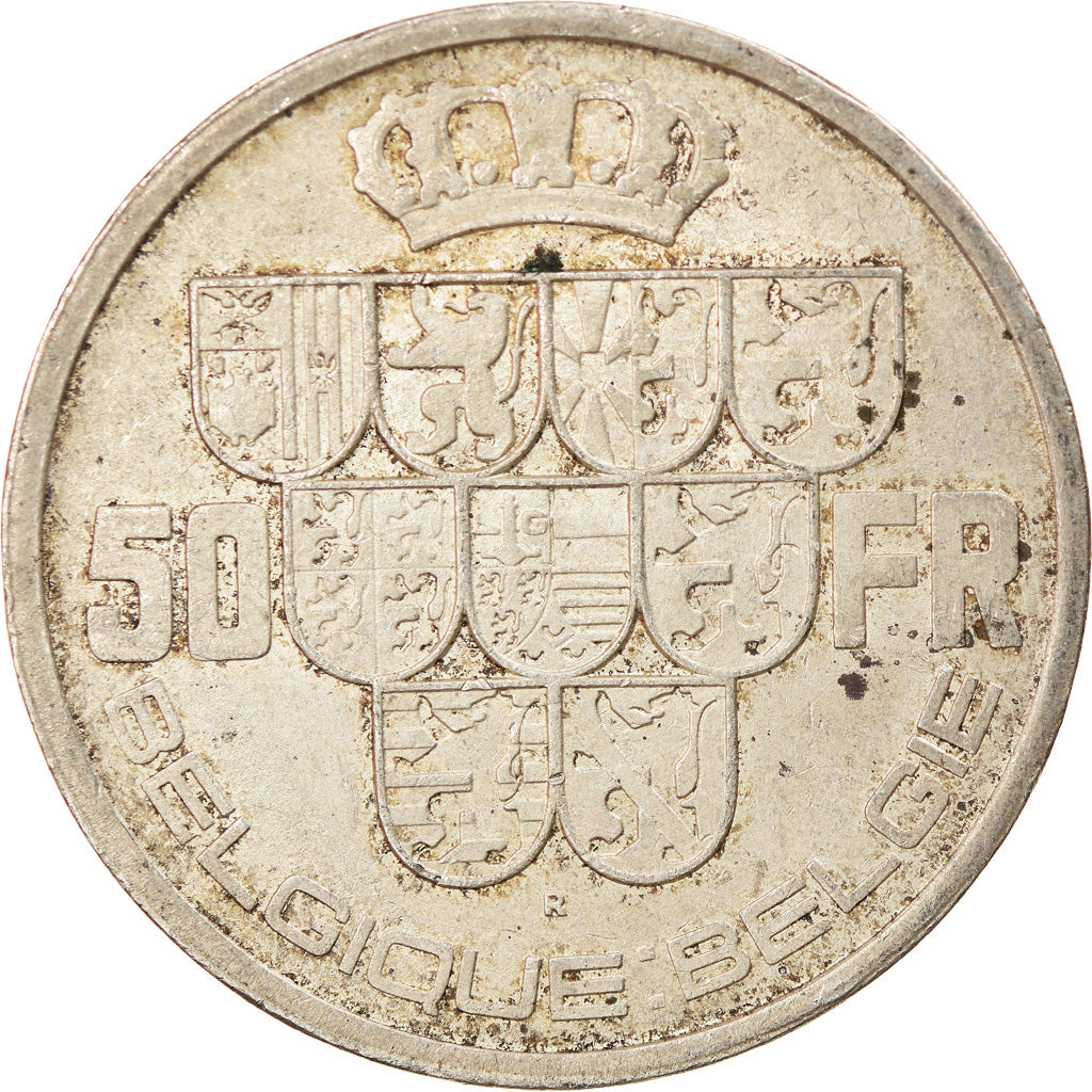 Coin, Belgium, Leopold III, 50 Francs, 50 Frank, 1940, AU(50-53), Silver