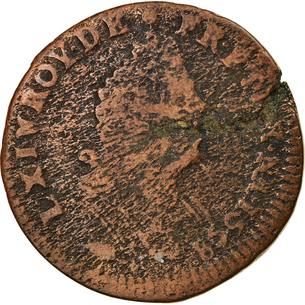 Moneta, Francia, Louis XIV, Liard de France au buste âgé, troisième type