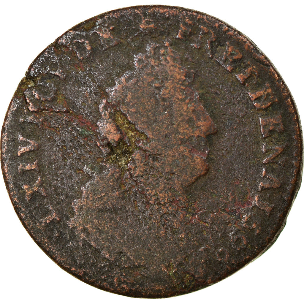 Münze, Frankreich, Louis XIV, Liard de France au buste âgé, troisième type