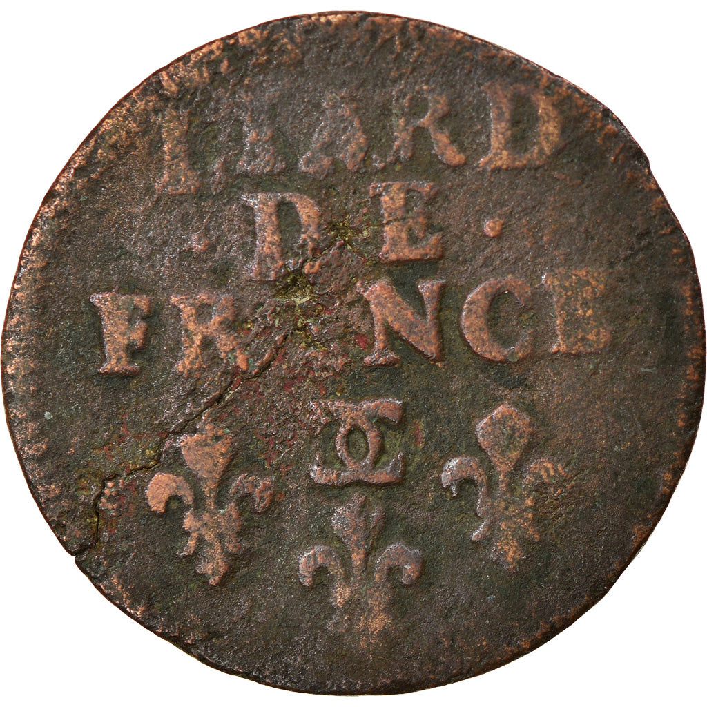 Münze, Frankreich, Louis XIV, Liard de France au buste âgé, troisième type