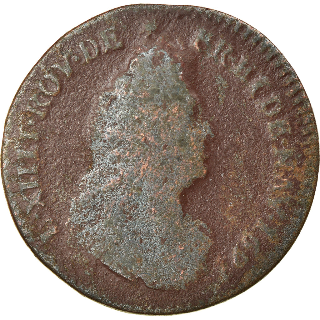 Moneta, Francia, Louis XIV, Liard de France au buste âgé, troisième type