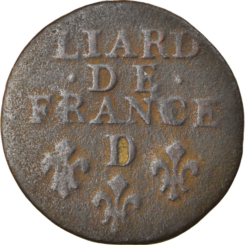 Münze, Frankreich, Louis XIV, Liard de France au buste âgé, troisième type