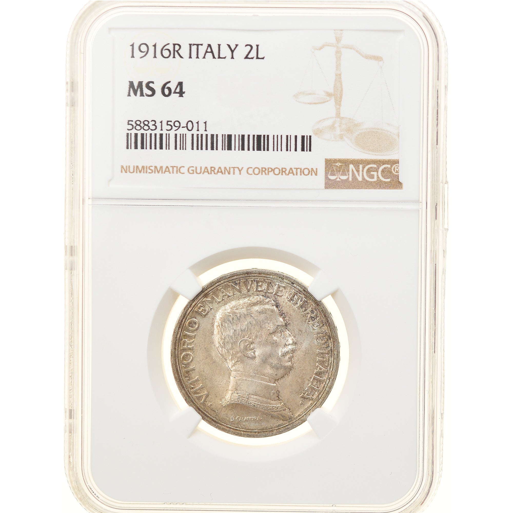 Coin, Italy, Vittorio Emanuele III, 2 Lire, 1916, Rome, NGC, MS64, MS(64)