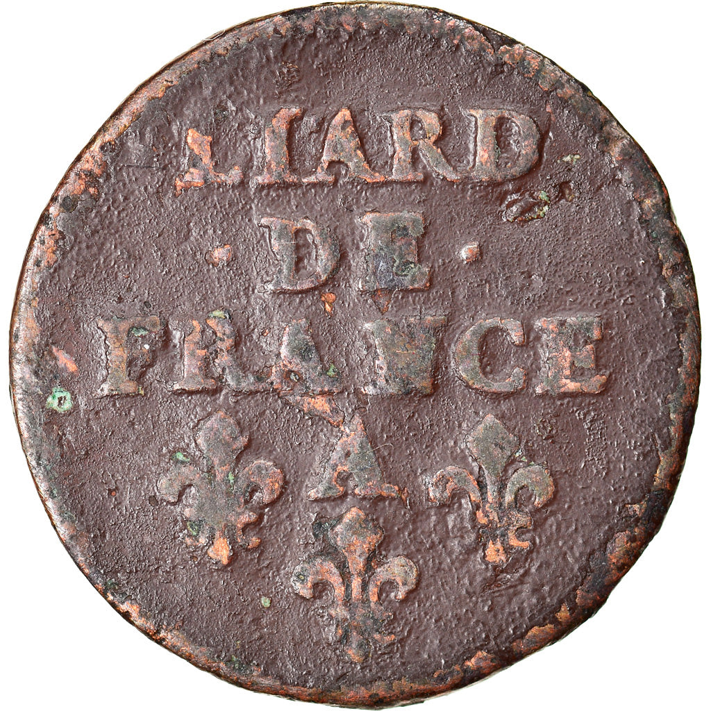 Coin, France, Louis XIV, Liard de France au buste juvénile, deuxième type