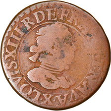 Coin, France, Louis XIII, Double tournois, 1616, Amiens, VF(20-25), Copper