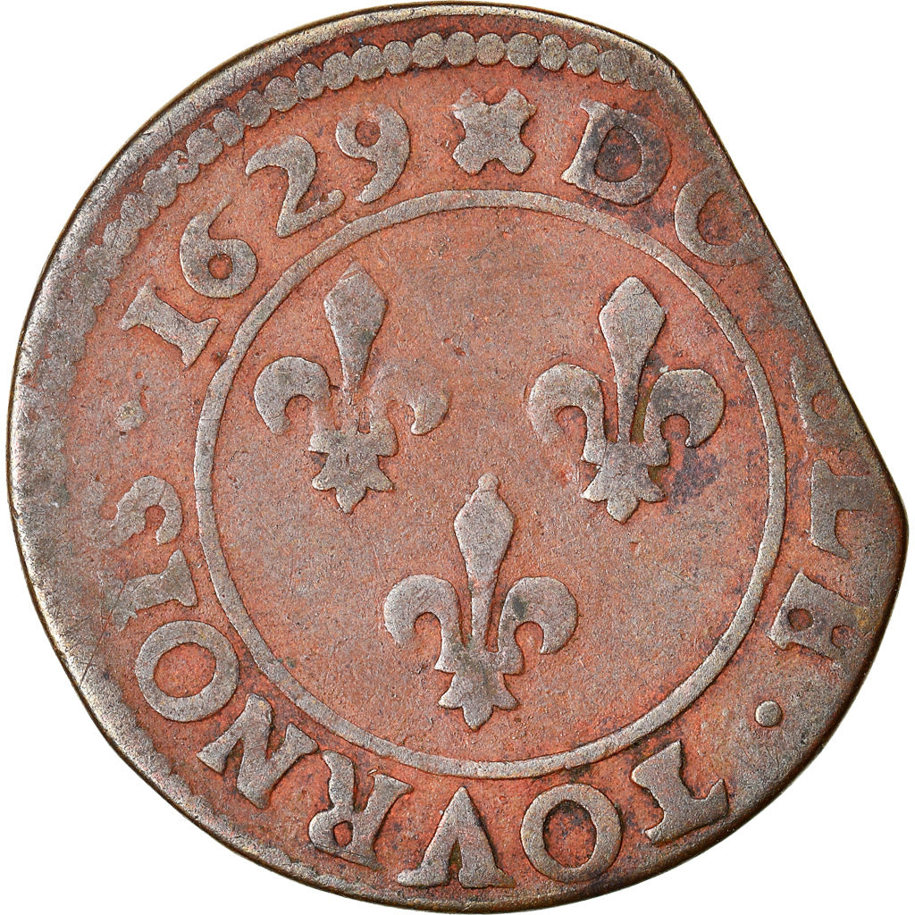 Münze, Frankreich, Louis XIII, Double tournois, buste juvénile, Double