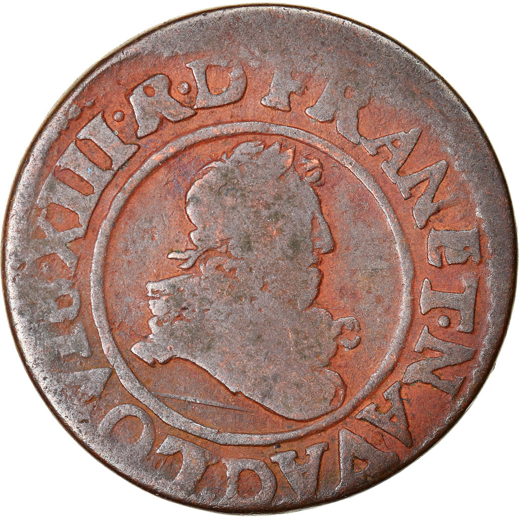 Coin, France, Louis XIII, Double tournois, buste juvénile au col fraisé