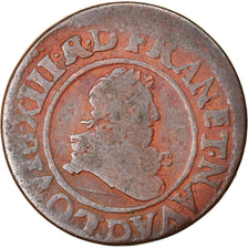 Coin, France, Louis XIII, Double tournois, buste juvénile au col fraisé