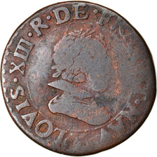 Moneta, Francia, Louis XIII, Double tournois, buste juvénile au col fraisé