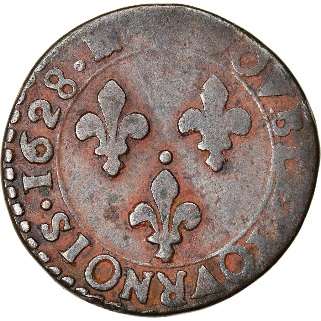 Moneta, Francia, Louis XIII, Double tournois, buste juvénile au col fraisé