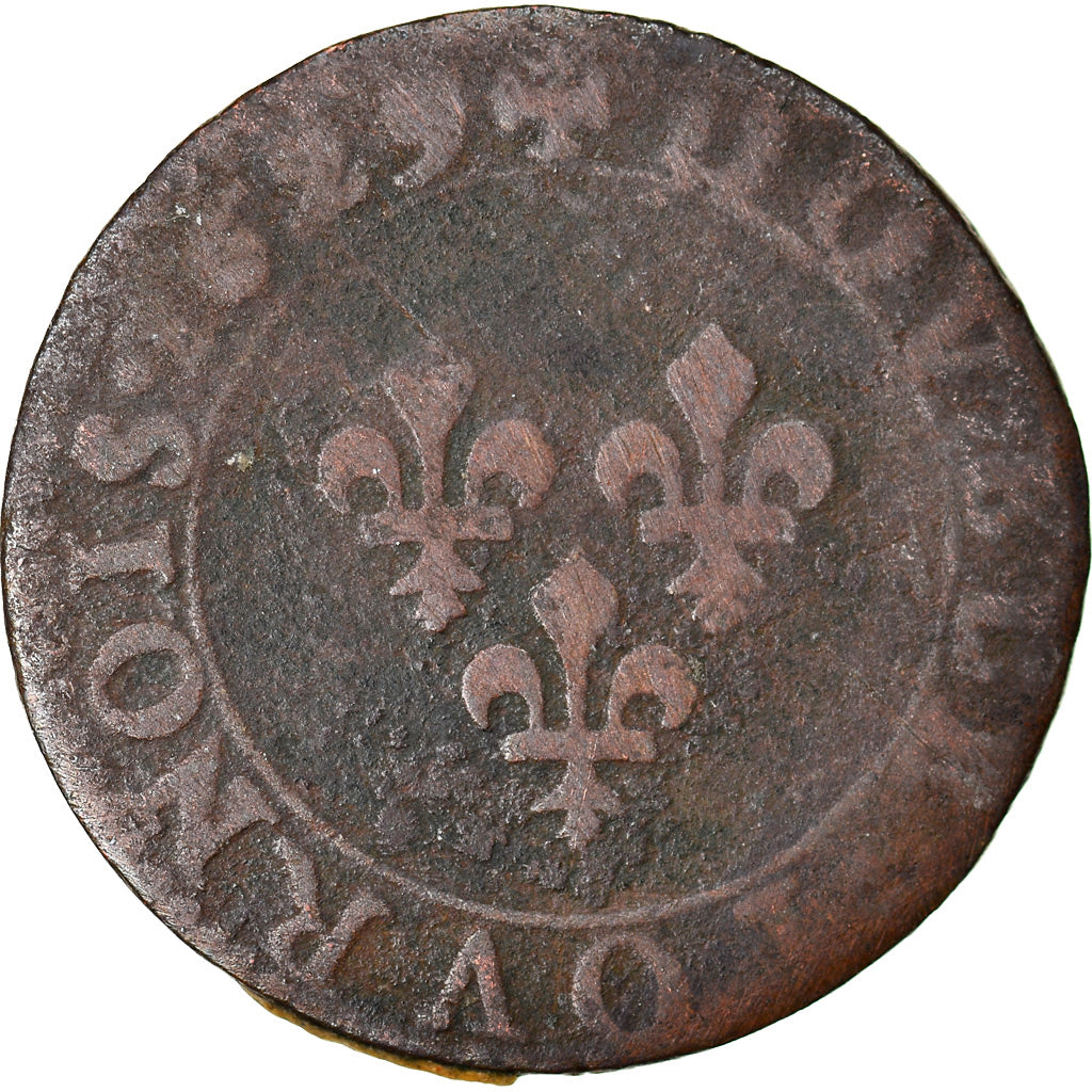 Coin, France, Louis XIII, Double Tournois, 1629, Vallée du Rhône, VF(20-25)