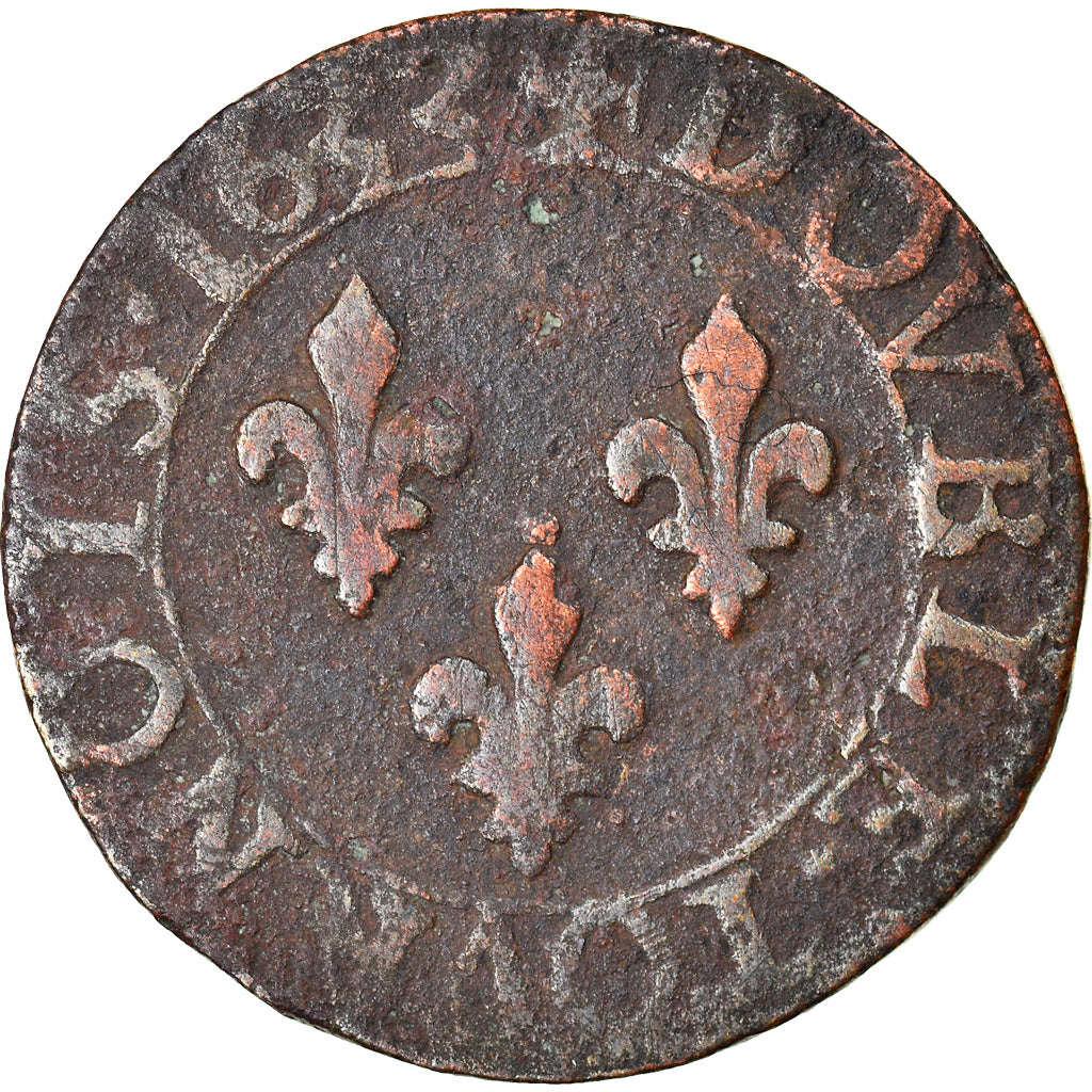 Monnaie, France, Louis XIII, Double tournois, buste juvénile au col fraisé