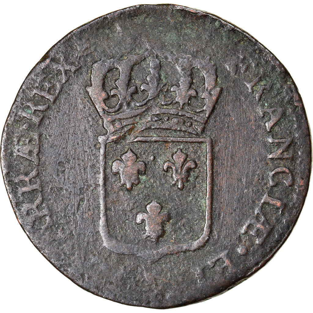 Moneda, Francia, Louis XV, Sol au buste enfantin, Paris, BC+, Cobre, Gadoury:276