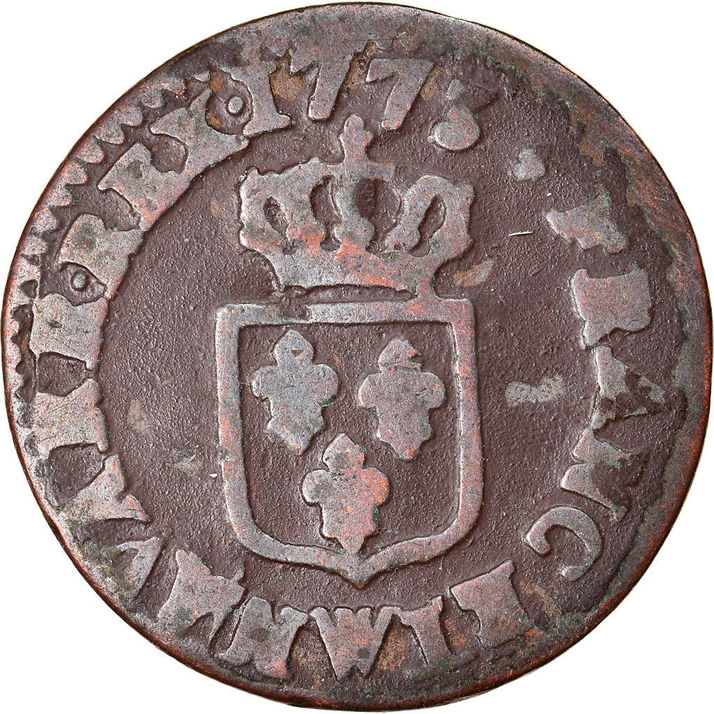 Moneda, Francia, Louis XV, Liard à la vieille tête, Liard, 1773, Lille, BC