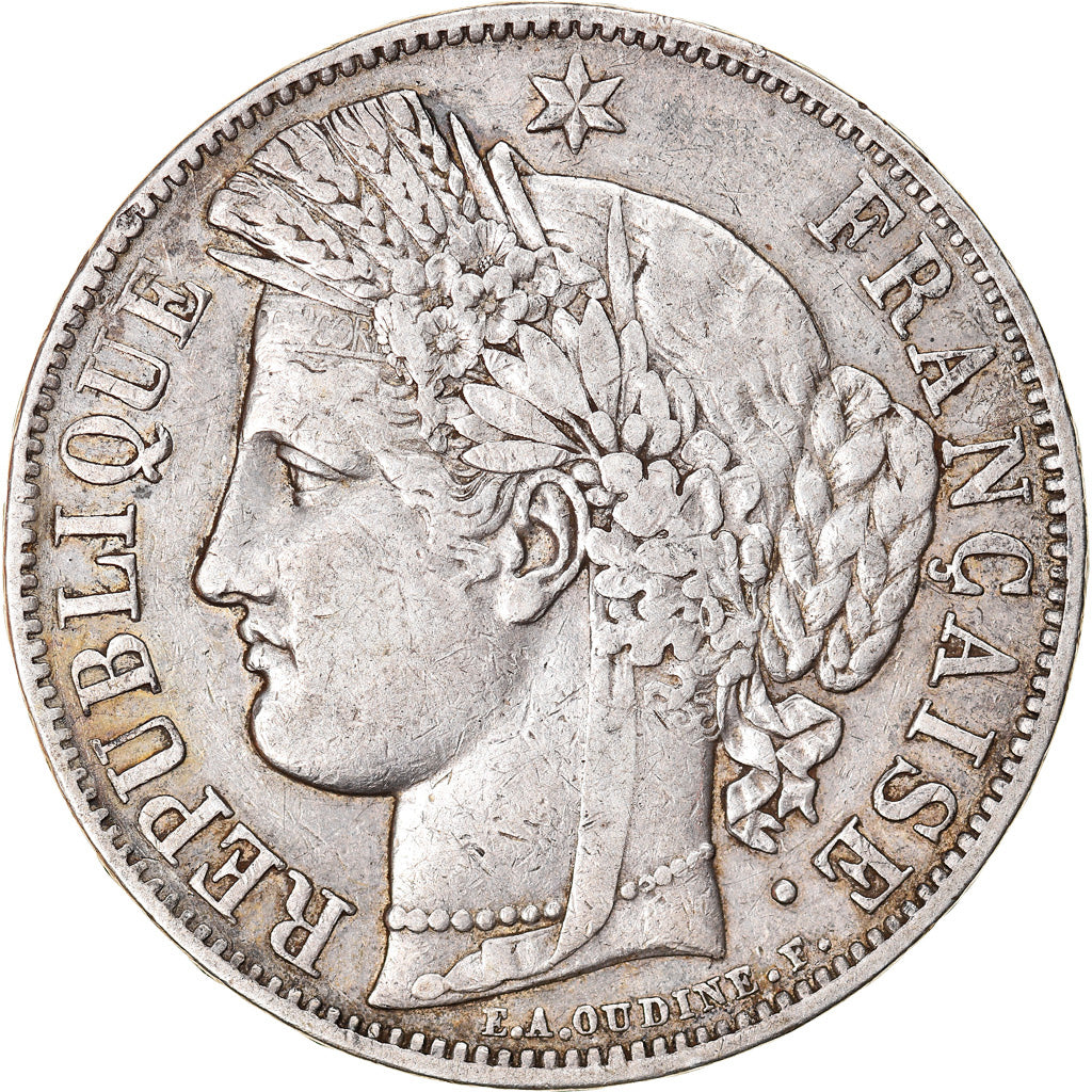 Moneda, Francia, Cérès, 5 Francs, 1850, Strasbourg, MBC, Plata, KM:761.2