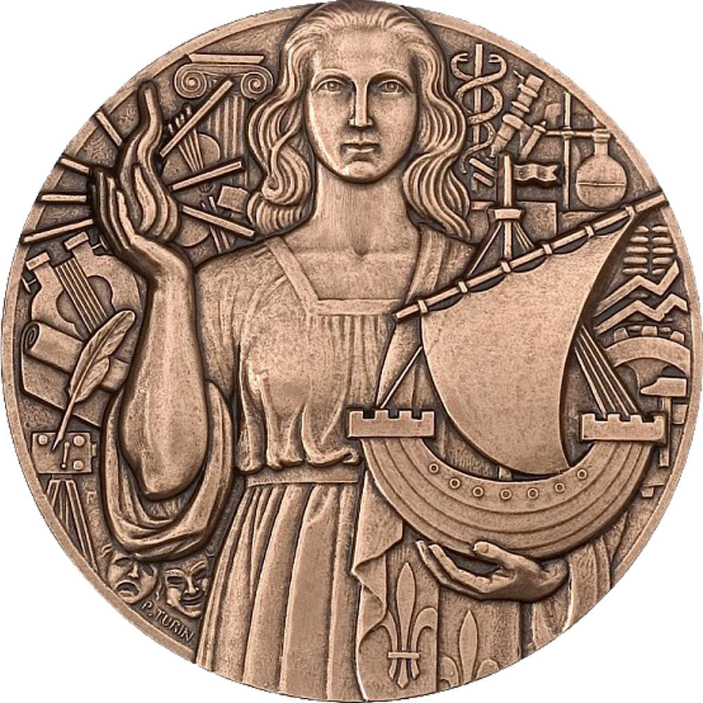 FRANCE, Geography, The Fifth Republic, Medal, MS(65-70), Turin, Bronze, 81,...