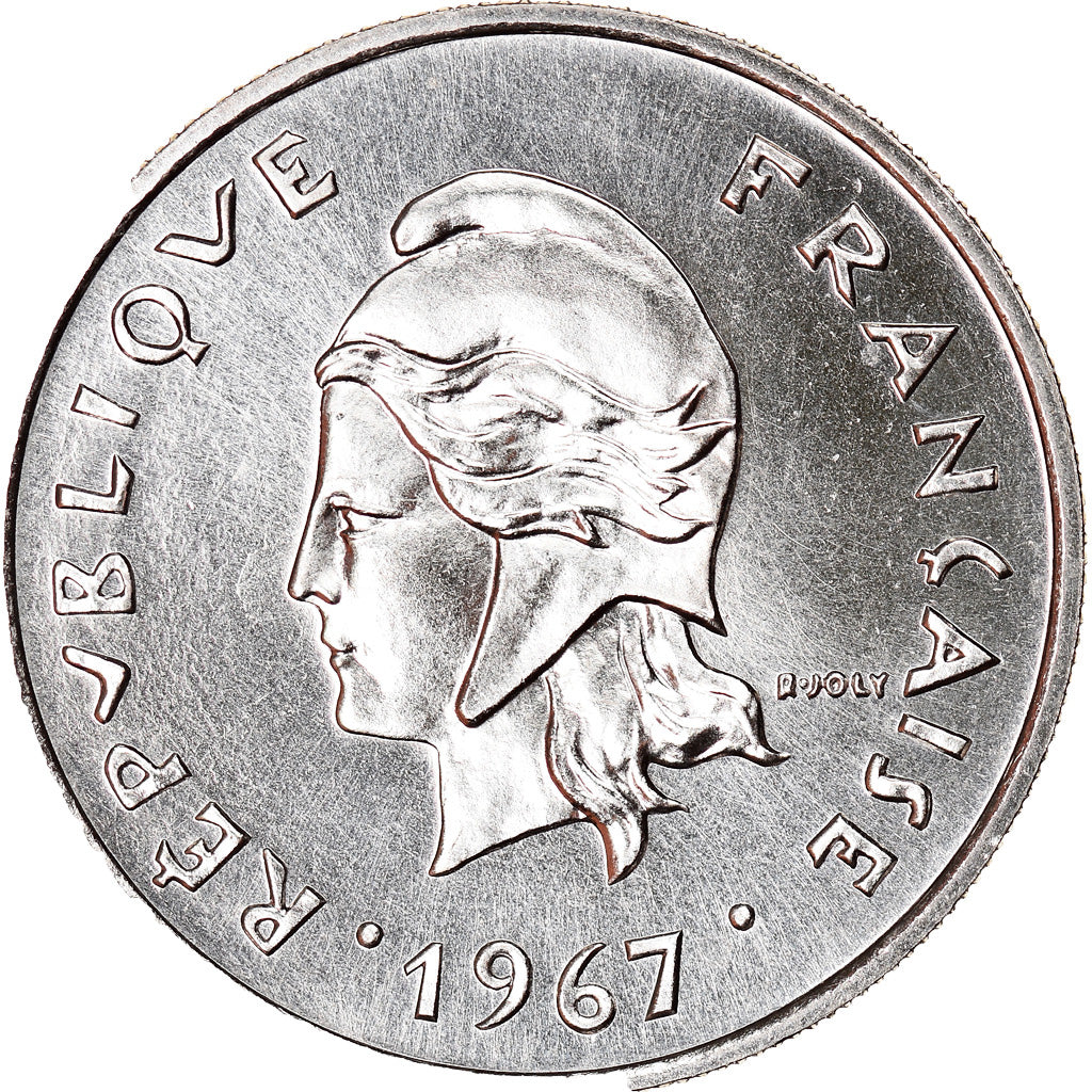 Coin, New Hebrides, 10 Francs, 1967, Paris, MS(63), Nickel, KM:2.1