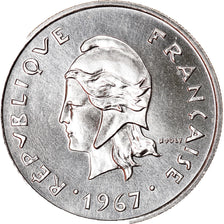 Coin, New Hebrides, 10 Francs, 1967, Paris, MS(63), Nickel, KM:2.1