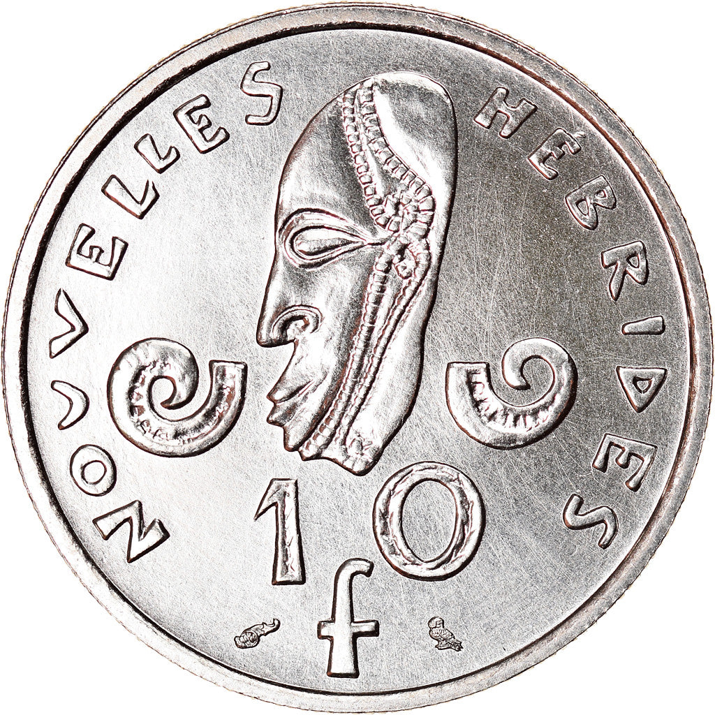 Coin, New Hebrides, 10 Francs, 1967, Paris, MS(63), Nickel, KM:2.1