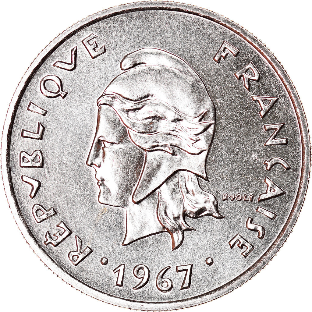 Coin, French Polynesia, 10 Francs, 1967, MS(63), Nickel, KM:5