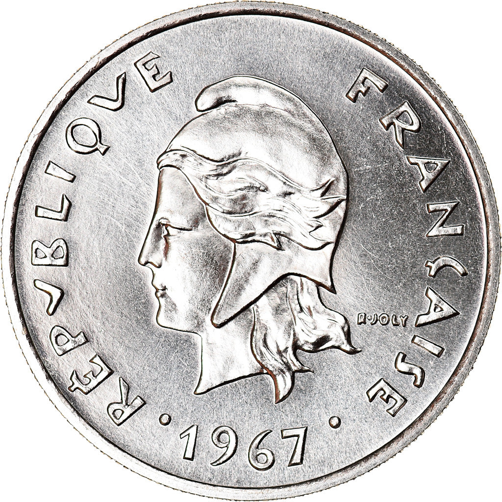Coin, New Hebrides, 10 Francs, 1967, Paris, MS(65-70), Nickel, KM:2.1