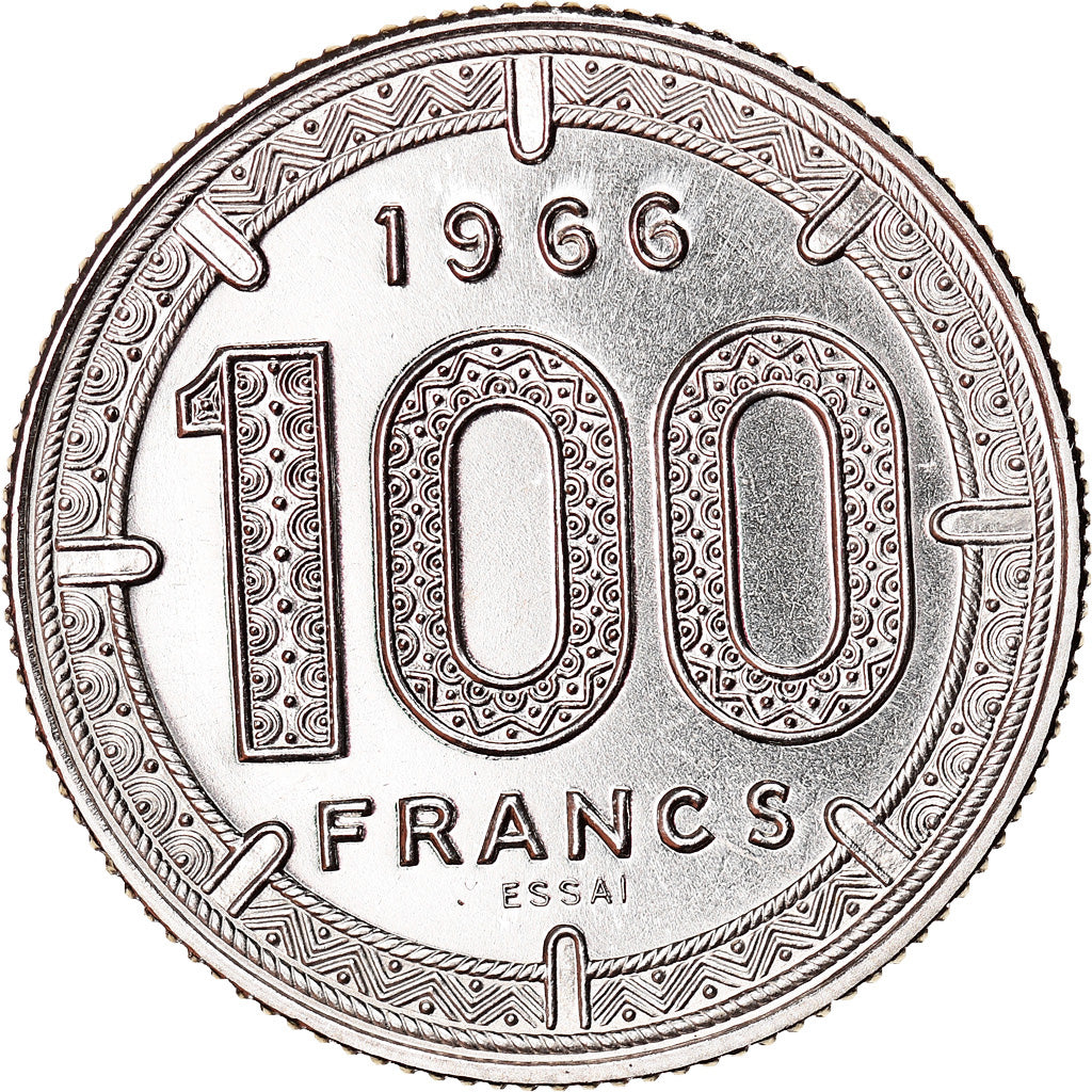 Coin, Cameroon, 100 Francs, 1966, Paris, ESSAI, MS(65-70), Nickel, KM:E11