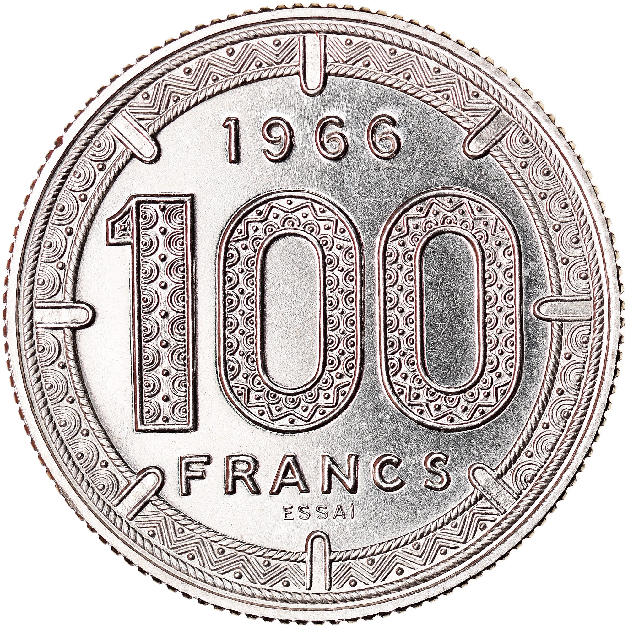 Coin, Cameroon, 100 Francs, 1966, Paris, ESSAI, MS(65-70), Nickel, KM:E11