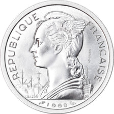 Coin, FRENCH AFARS & ISSAS, 2 Francs, 1968, Paris, ESSAI, MS(65-70), Aluminium