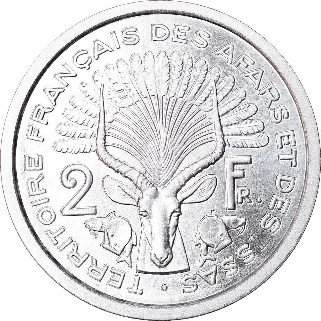 Coin, FRENCH AFARS & ISSAS, 2 Francs, 1968, Paris, ESSAI, MS(65-70), Aluminium