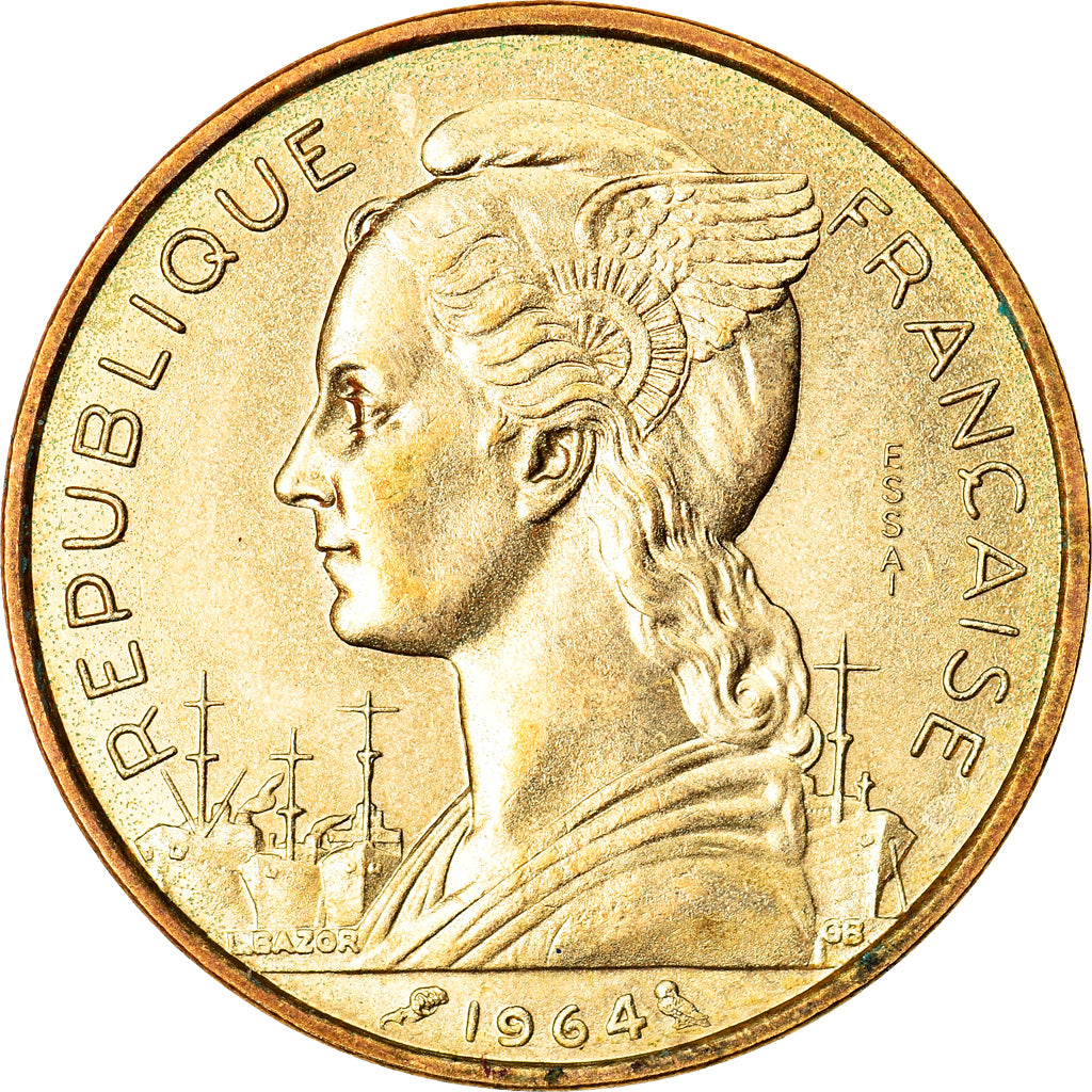 Coin, Comoros, 20 Francs, 1964, Paris, ESSAI, MS(63), Bronze-Aluminium-Nickel