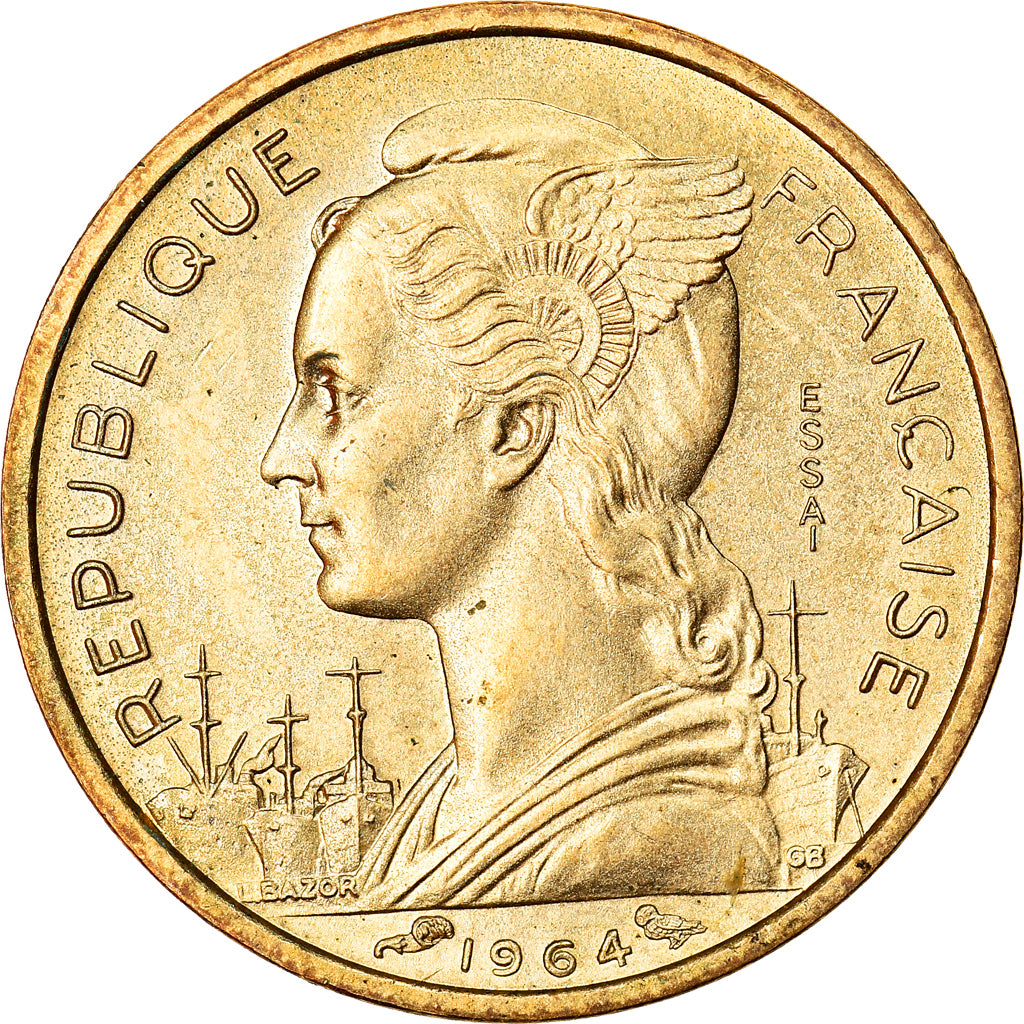Moneta, Comore, 10 Francs, 1964, Paris, ESSAI, FDC, Bronzo-alluminio-nichel