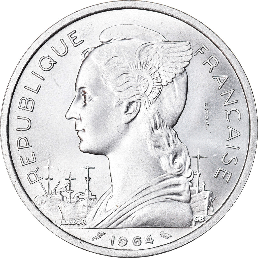 Coin, Comoros, 5 Francs, 1964, Paris, ESSAI, MS(65-70), Aluminum, KM:E3