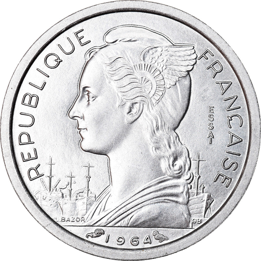 Coin, Comoros, Franc, 1964, Paris, ESSAI, MS(65-70), Aluminum, KM:E1