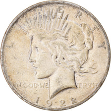 Moneta, USA, Peace Dollar, Dollar, 1922, U.S. Mint, Denver, VF(30-35), Srebro