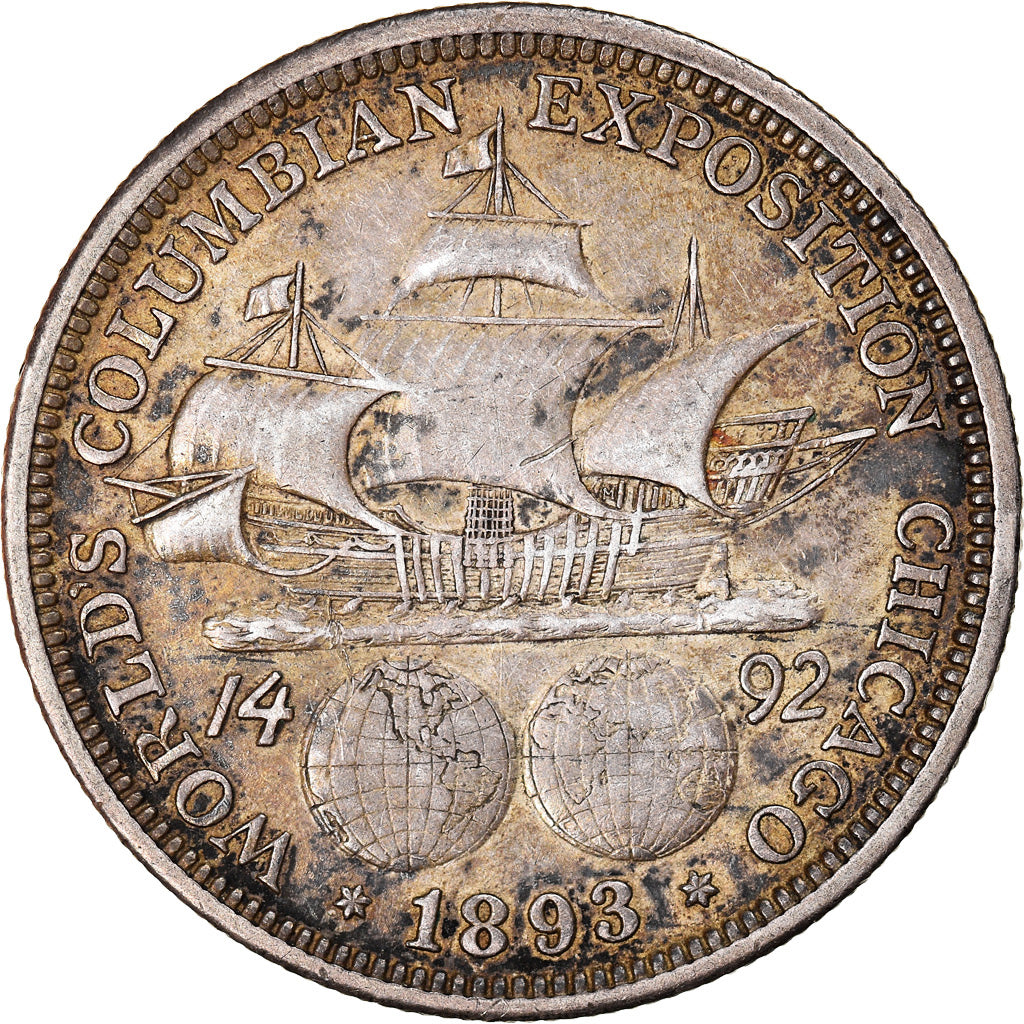 Coin, United States, Columbus, Half Dollar, 1893, U.S. Mint, Philadelphia