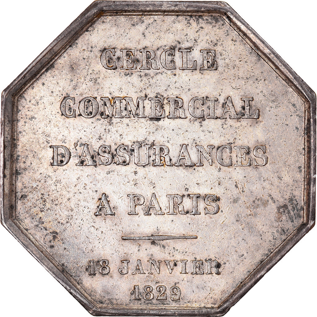 France, Token, Cercle Commercial d'Assurances, Paris, 1829, Caqué, AU(50-53)